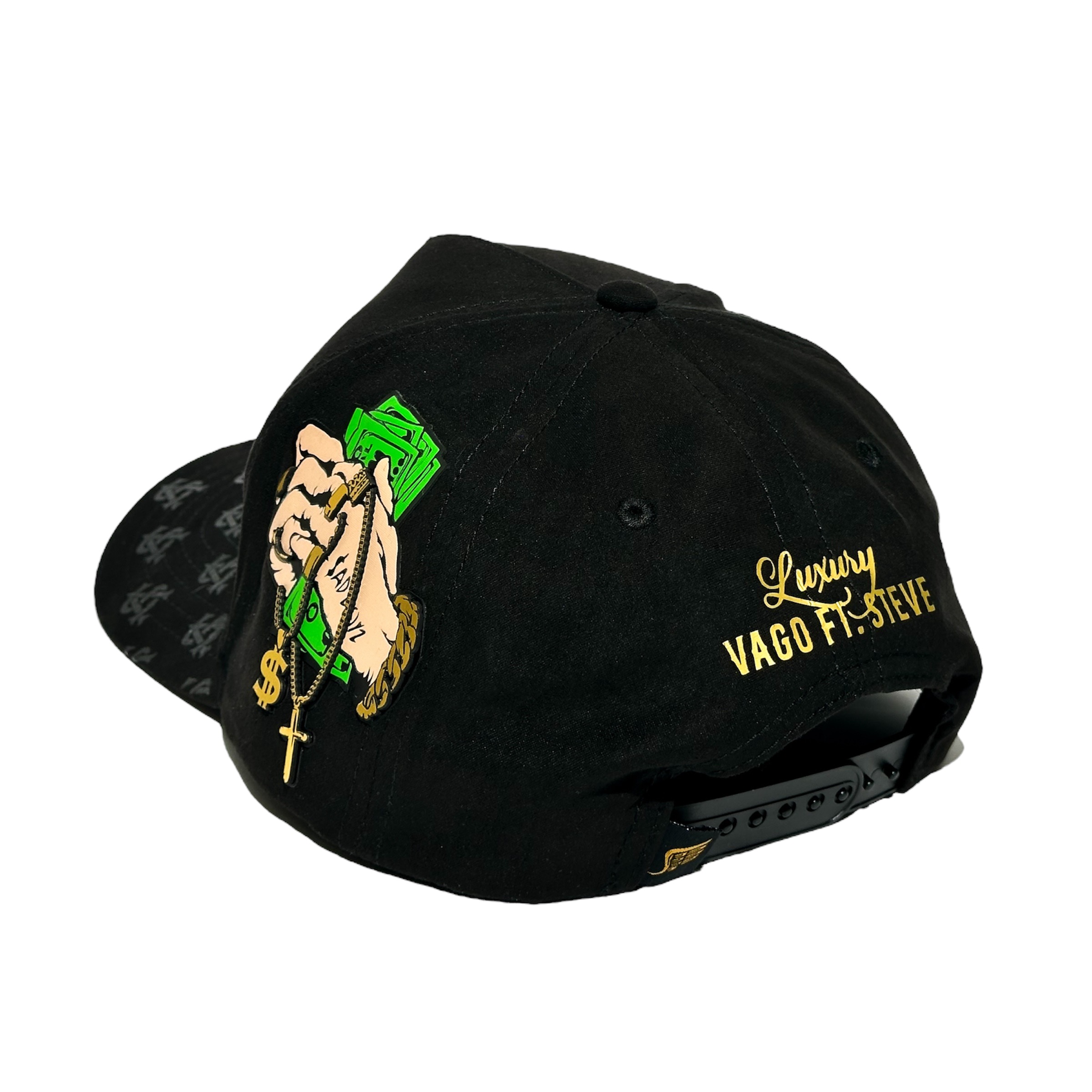 VAGO Style LUXURY Gorra Unica Artesanal Negra de Gamuza Ajustable con Visera Curva