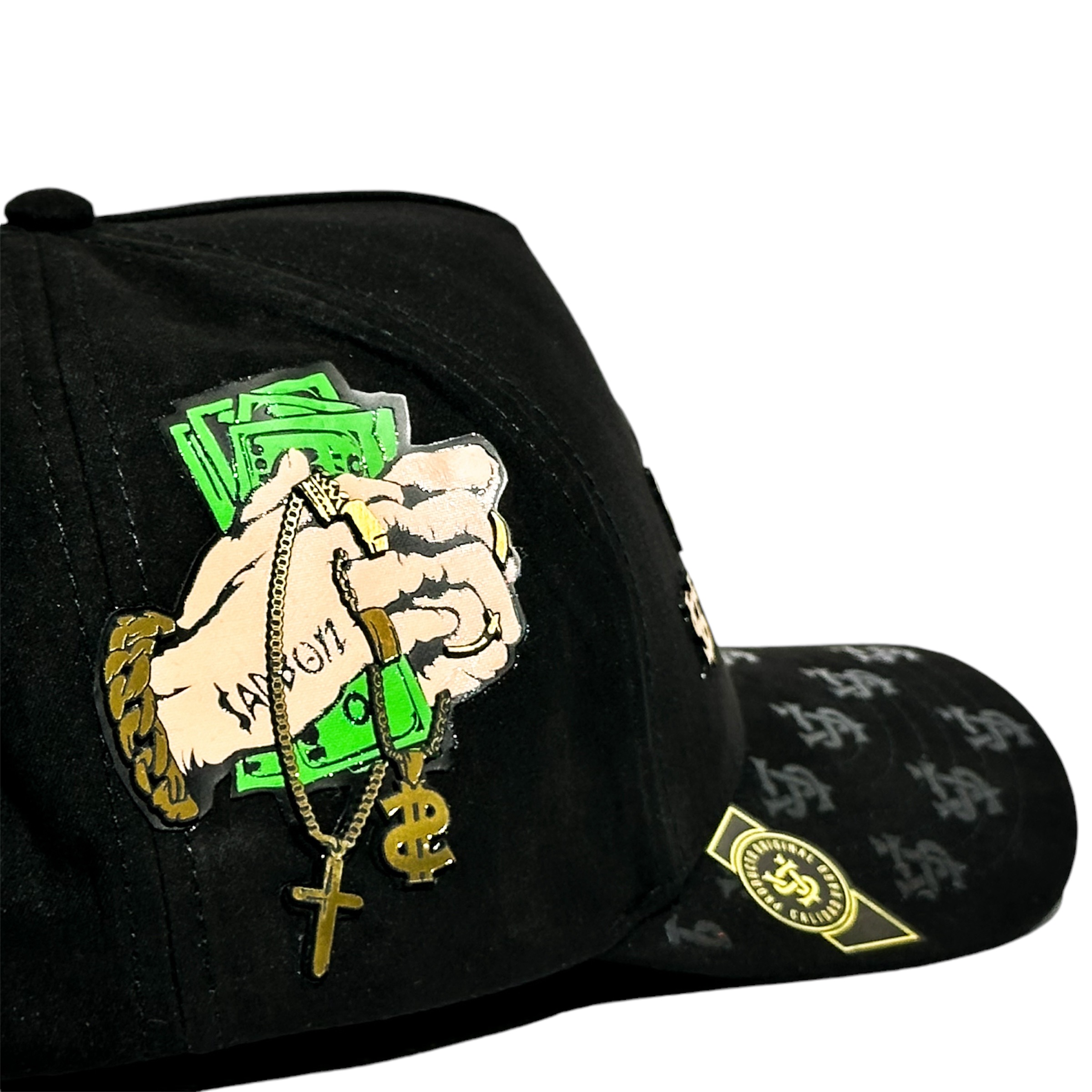 VAGO Style LUXURY Gorra Unica Artesanal Negra de Gamuza Ajustable con Visera Curva
