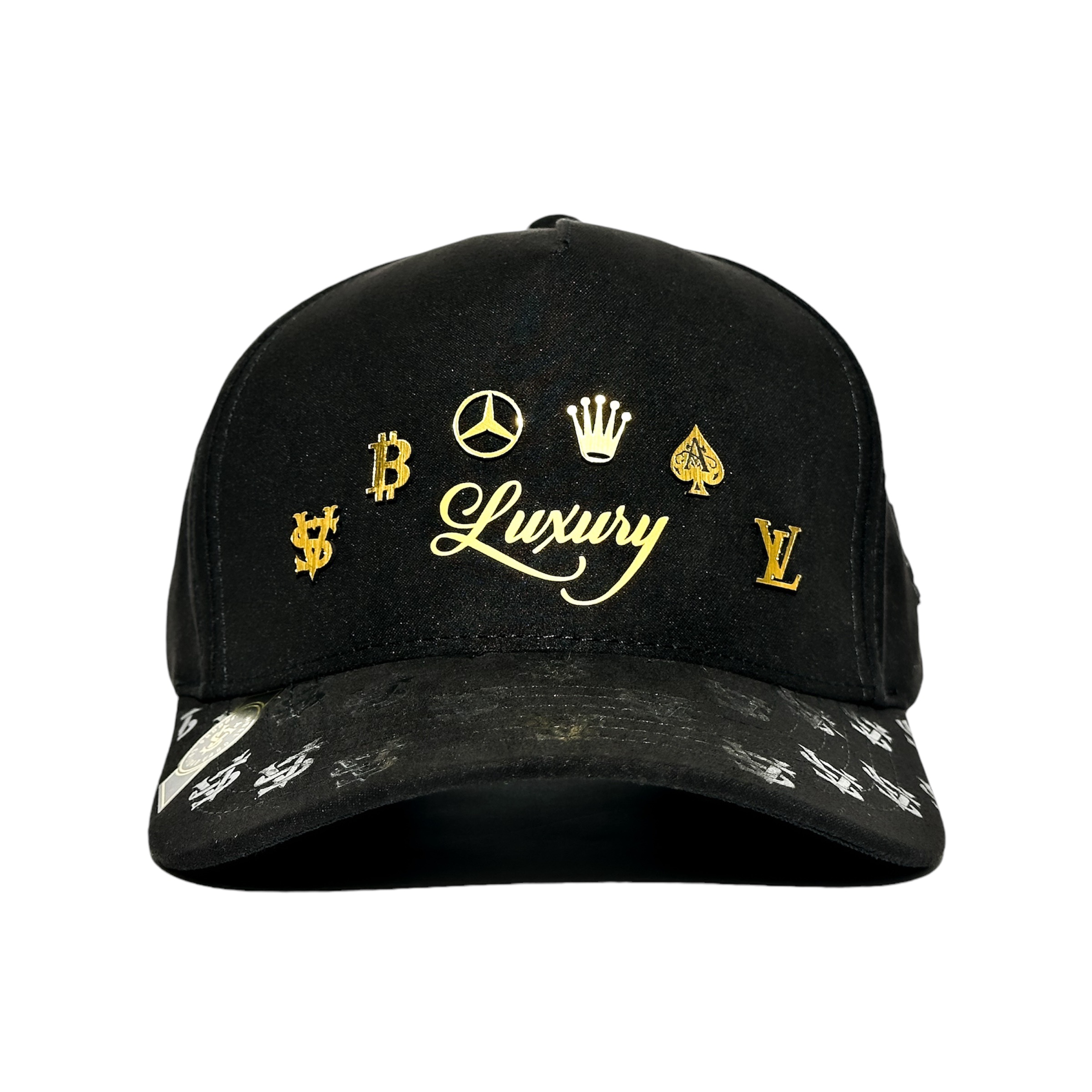 VAGO Style LUXURY Gorra Unica Artesanal Negra de Gamuza Ajustable con Visera Curva