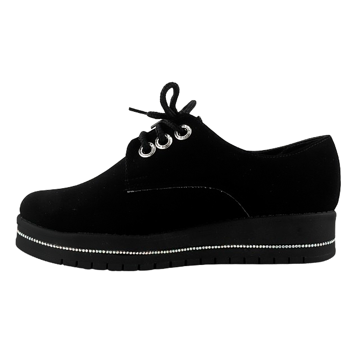 Zapato Niña Escolar Negro Gamuza Mujer Moda Casual 1220-N