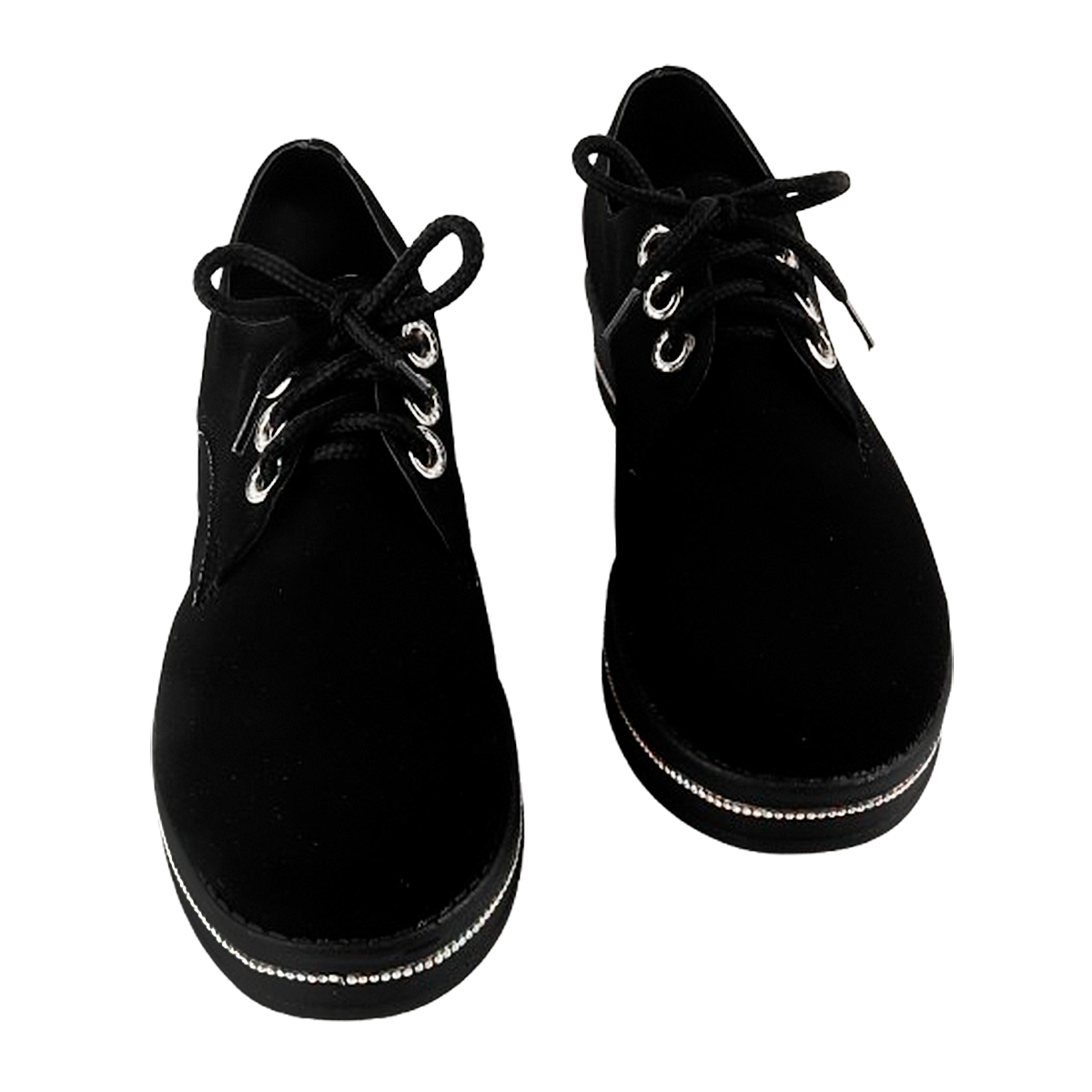 Zapato Niña Escolar Negro Gamuza Mujer Moda Casual 1220-N