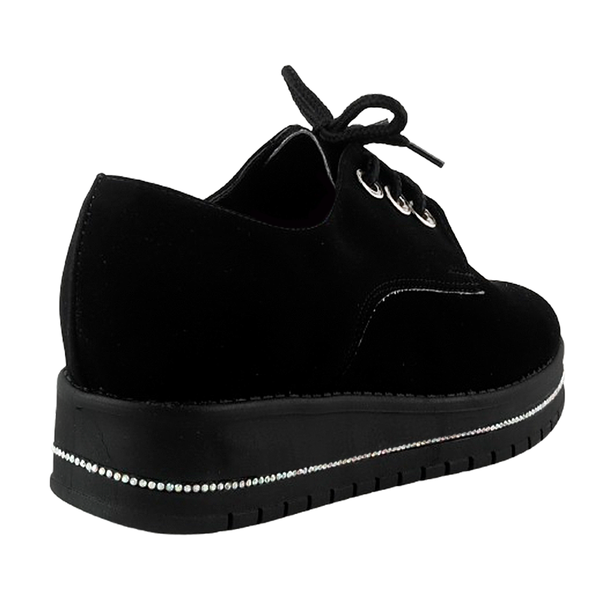 Zapato Niña Escolar Negro Gamuza Mujer Moda Casual 1220-N