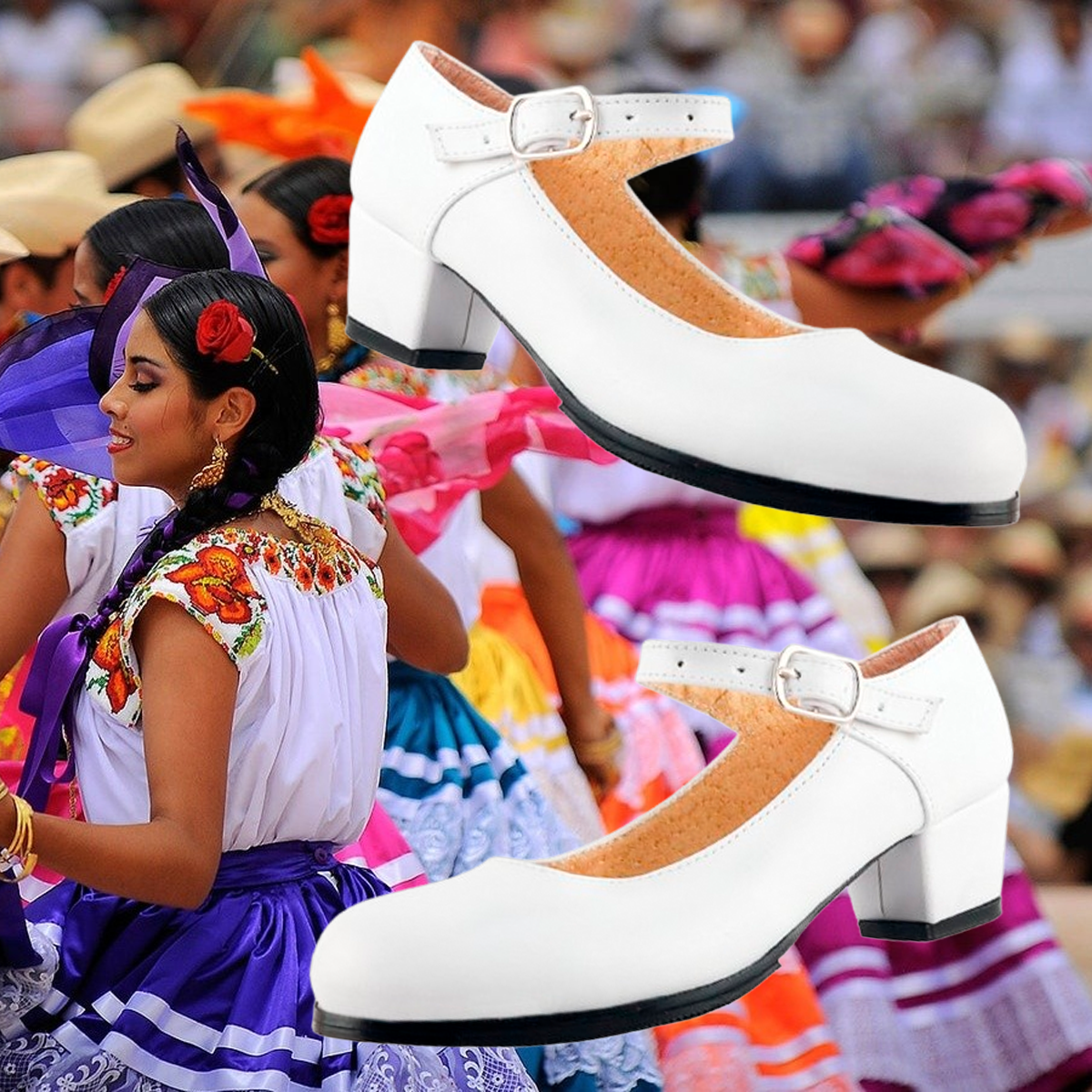 Zapato Danza Folklorica Regional Baile Niña 100% Piel 145-B