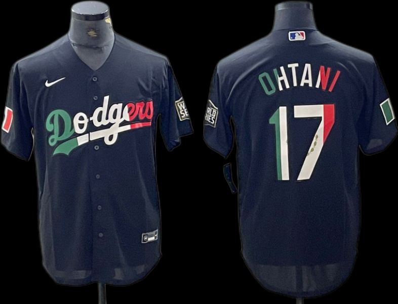 Maravilloso! Jersey Beisbol Dodgers Los Angeles BORDADO Black Mexico Ohtani 17 Talla S