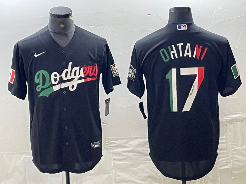 Maravilloso! Jersey Beisbol Dodgers Los Angeles BORDADO Black Mexico Ohtani 17 Talla S