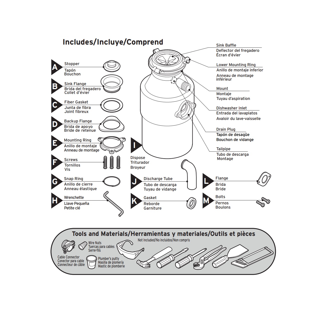 Triturador de desperdicios Whirlpool WG1202PH de 1/2 HP de 29 cm.