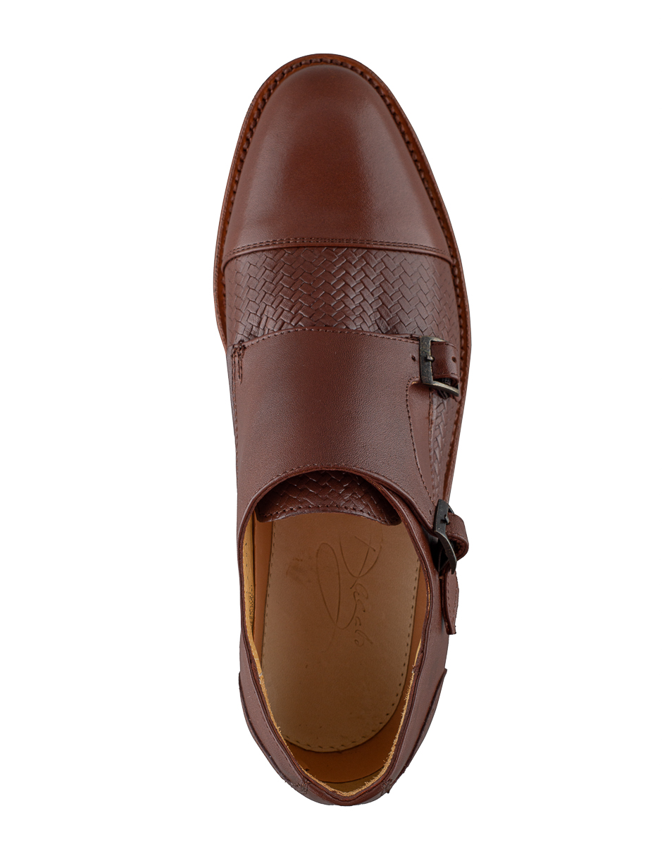 Zapato De Doble Hebilla de Piel Bordada para Hombre Dasalo