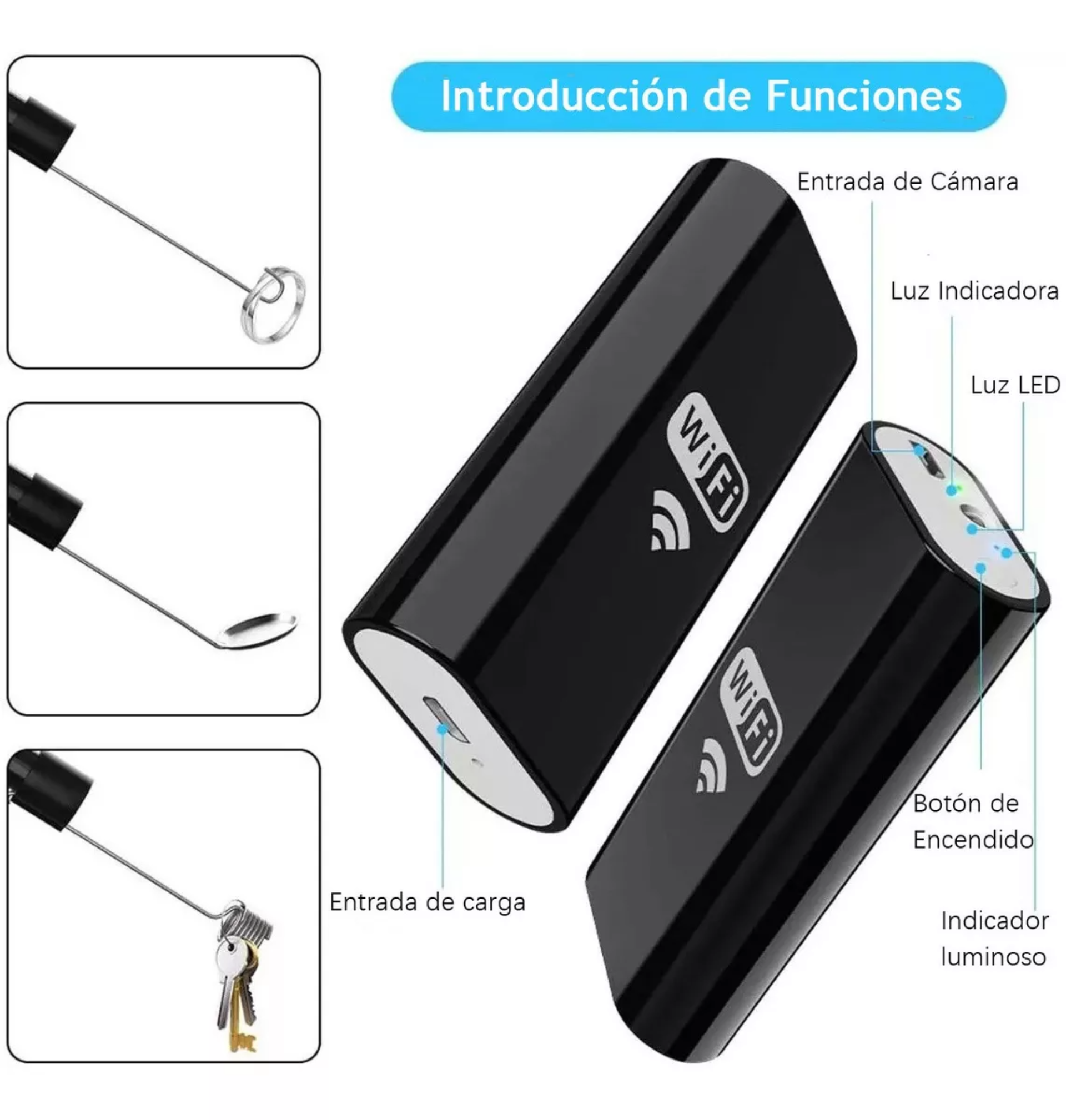 Cámara Endoscópica Para Boroscopio, Wifi, Android, Ios, Led.
