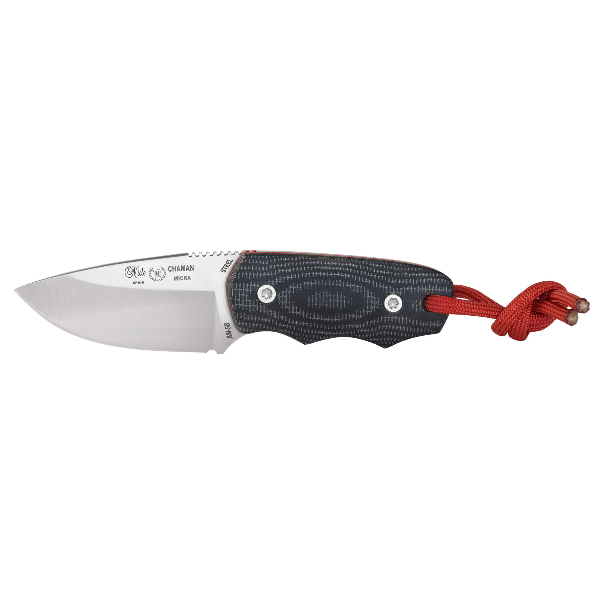 Cuchillo "Chaman-Micra", para campo y supervivencia, con funda de kydex, acero inoxidable, dureza AN58