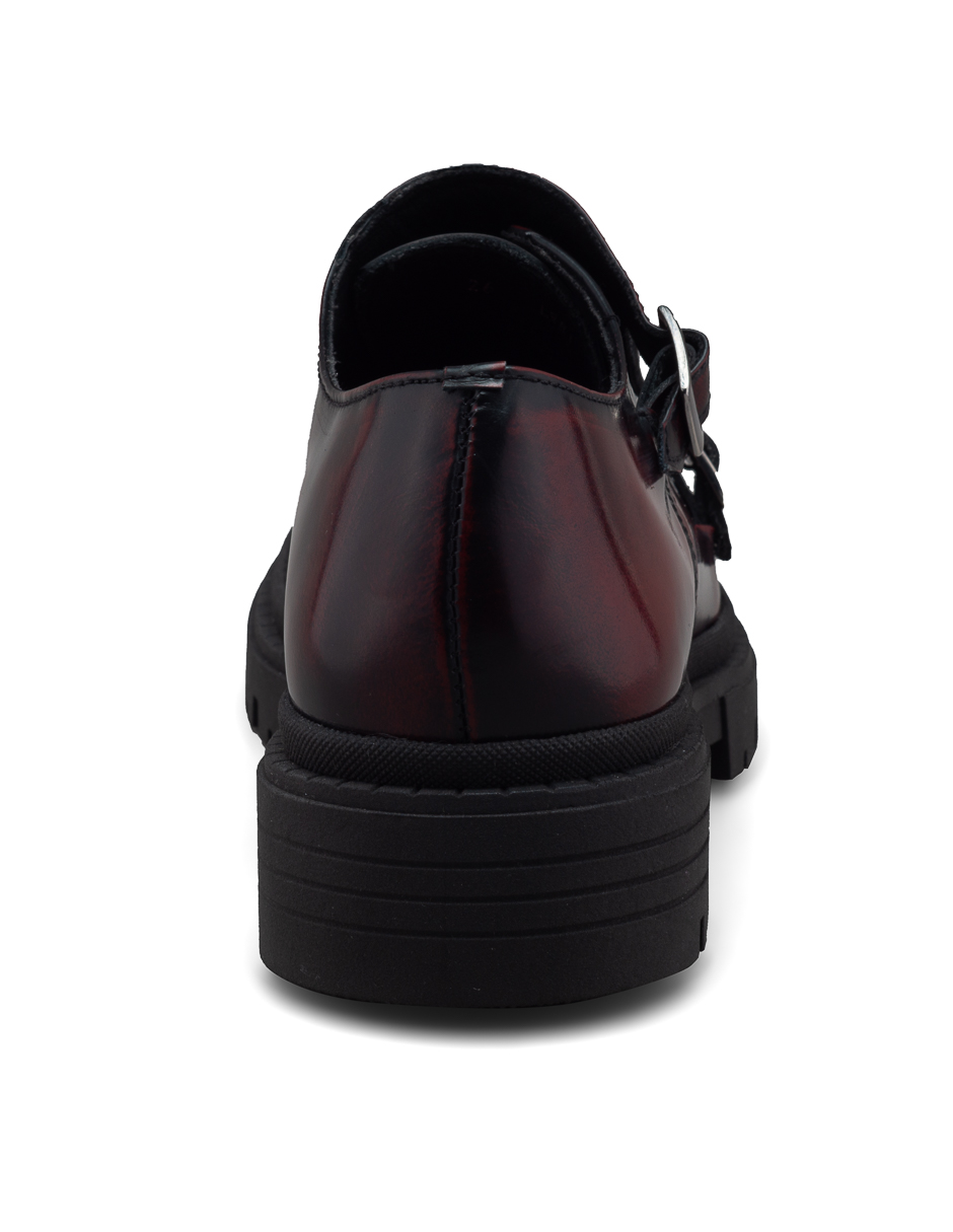 Zapato Monkstrap de Hombre en Piel Vacuno Vino con Doble Hebilla Dasalo Para Hombre