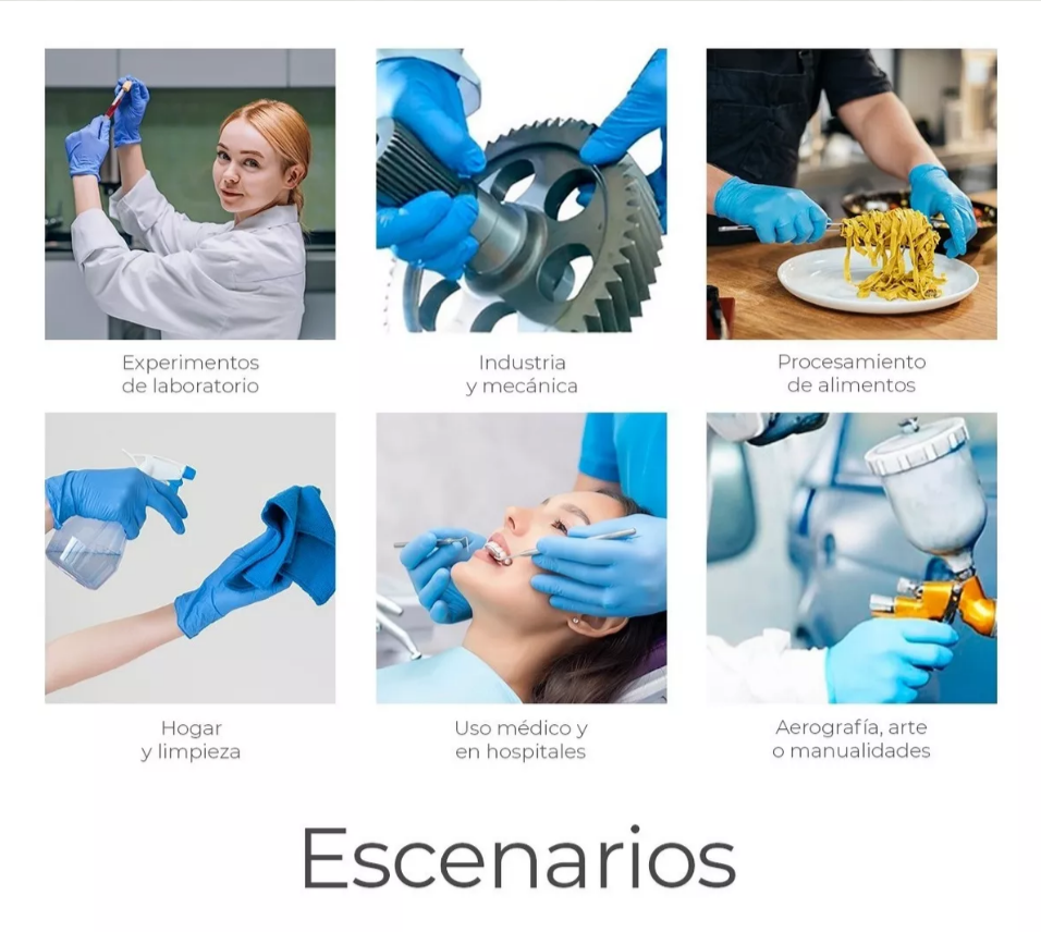 Guantes De Nitrilo Libres De Latex 100 Pz Azul Talla M