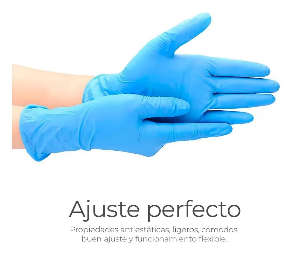 Guantes De Nitrilo Libres De Latex 100 Pz Azul Talla M