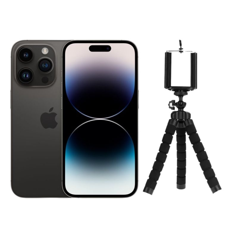 iPhone 14 Pro Max 256GB Negro E-SIM Reacondicionado Grado A + Trípode