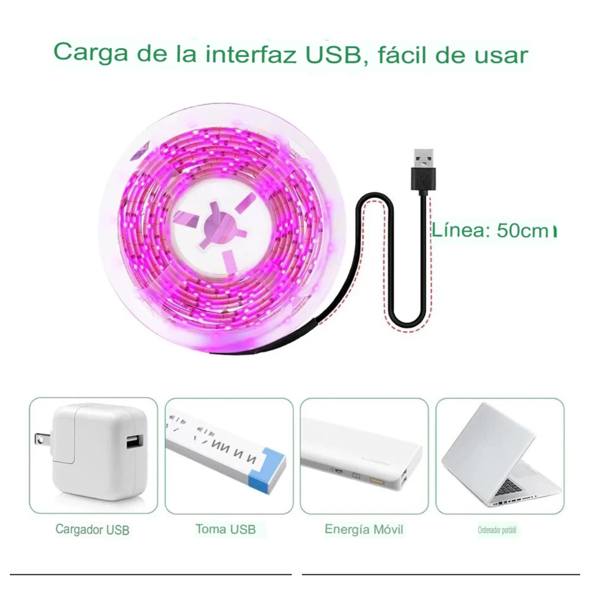 Luz Led USB cultivo plantas tira lámpara Phyto completo semillas flores invernadero plantas