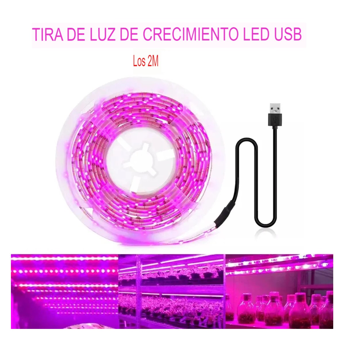 Luz Led USB cultivo plantas tira lámpara Phyto completo semillas flores invernadero plantas