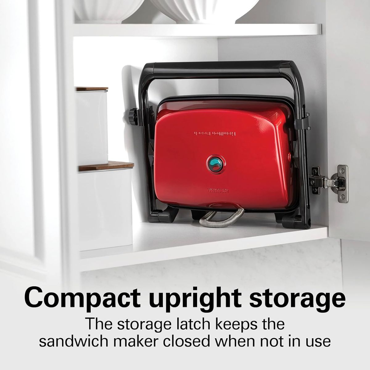 Hamilton Beach Sandwichera, Prensa para Panini, para Cualquier Espesor de Sándwich, Parrillas Antiadherentes de 25.4 x 20.32 Centímetros, Roja (25462Z)