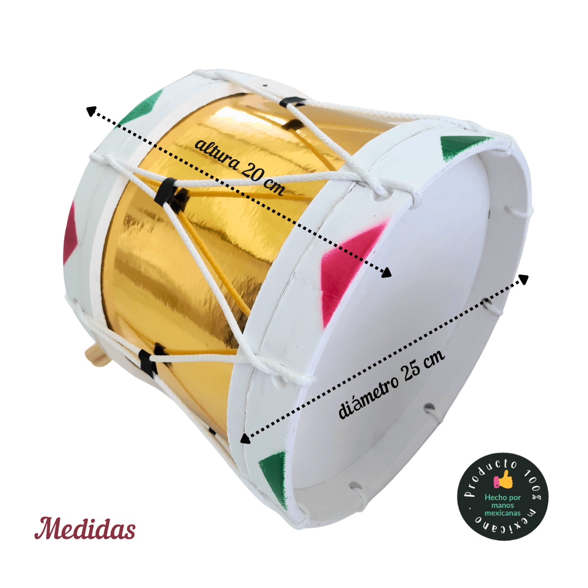 Tambor de madera 10" (25cm) | Parche de piel, ideal para niños. Desarrolla el ritmo y la creatividad
