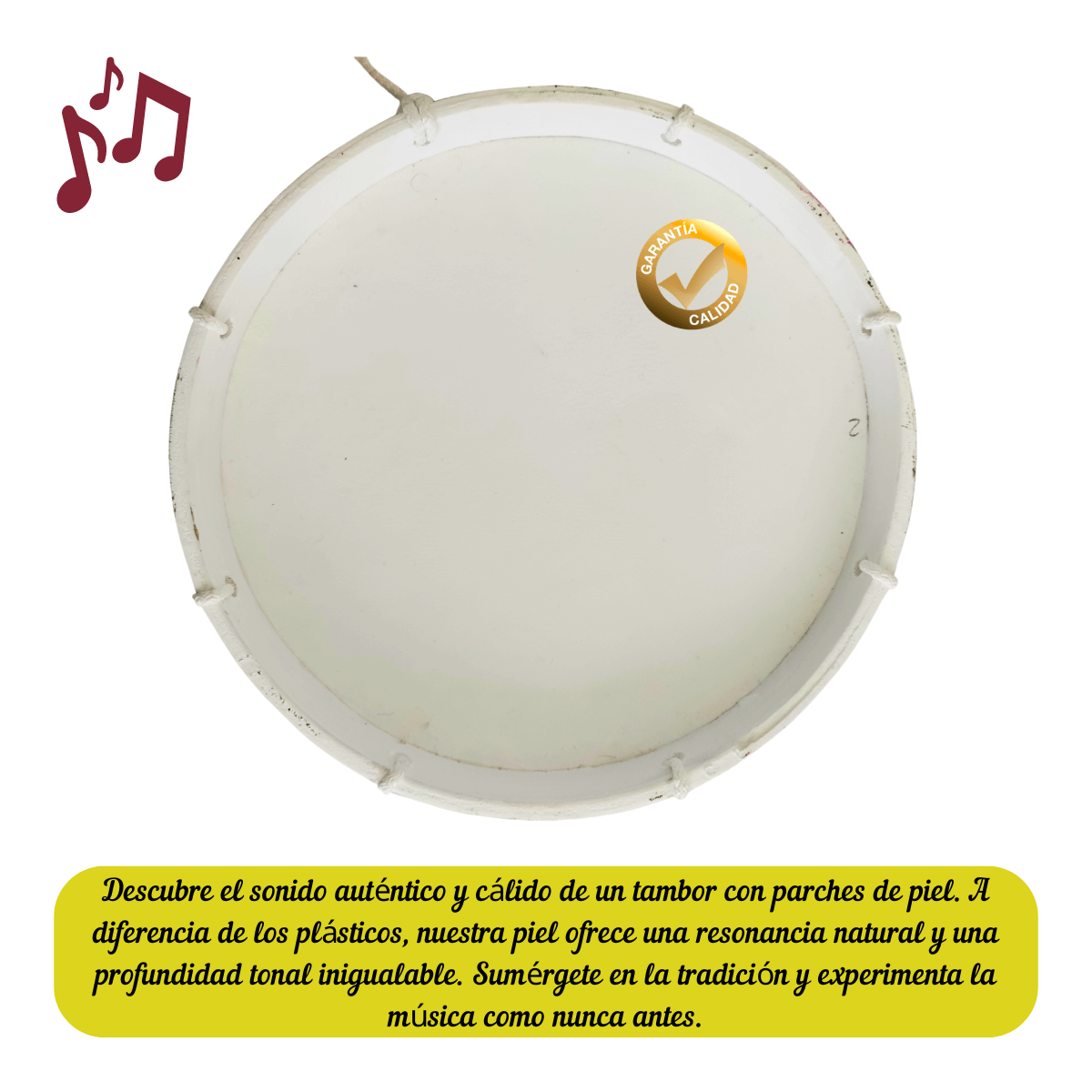 Tambor de madera 10" (25cm) | Parche de piel, ideal para niños. Desarrolla el ritmo y la creatividad