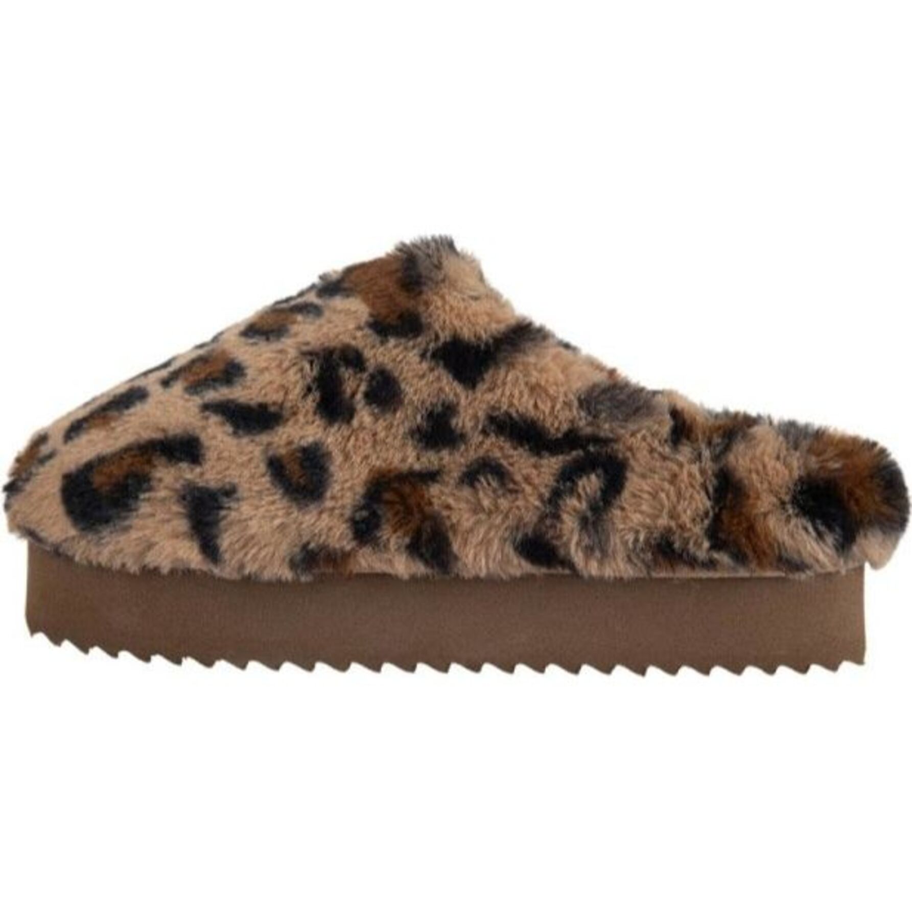 Pantufla para mujer, de descanso, de peluche, animal print, color camel, marca Love to Lounge 1165529