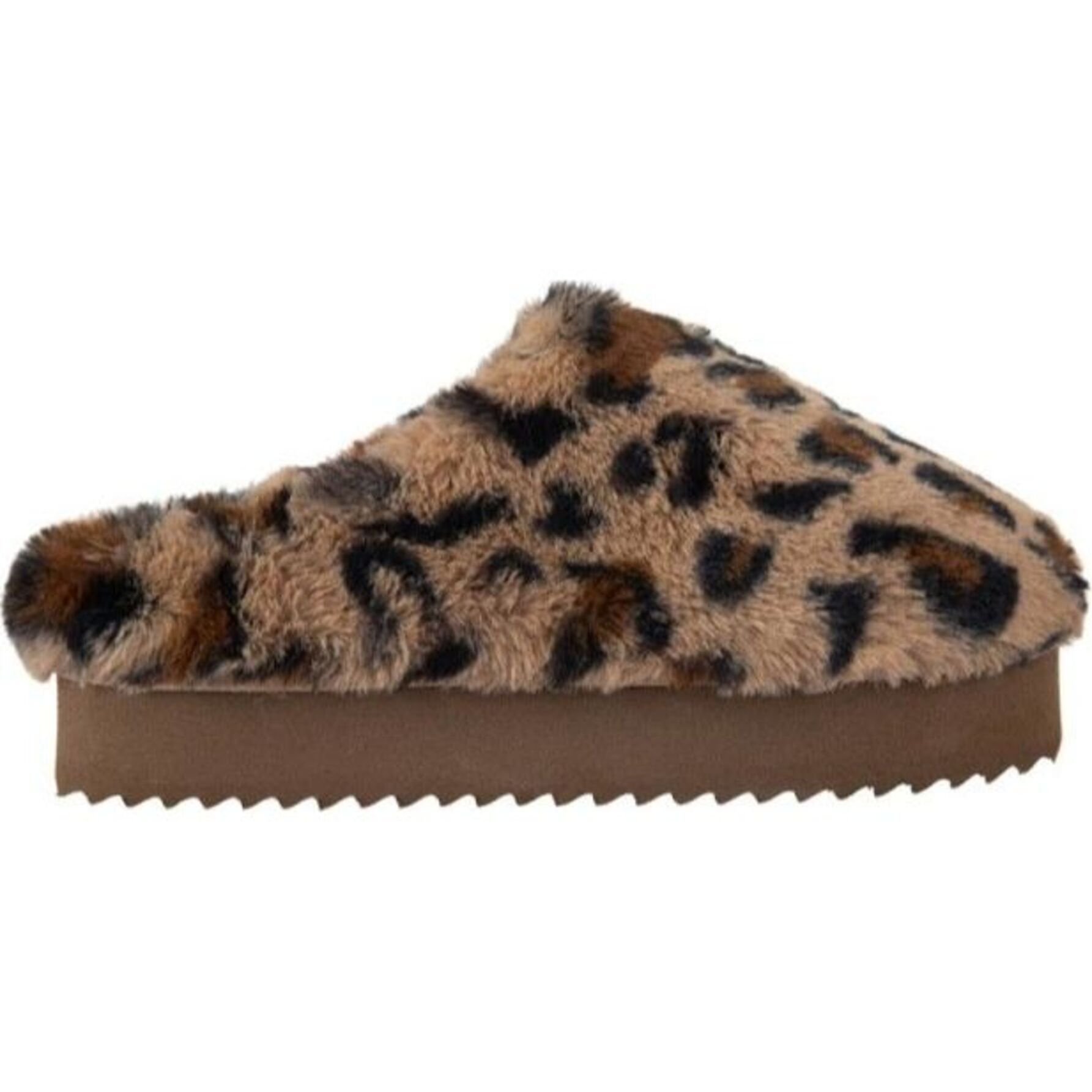 Pantufla para mujer, de descanso, de peluche, animal print, color camel, marca Love to Lounge 1165529