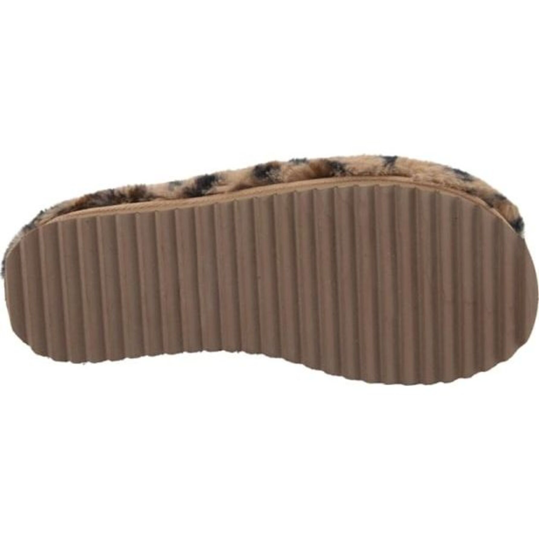 Pantufla para mujer, de descanso, de peluche, animal print, color camel, marca Love to Lounge 1165529
