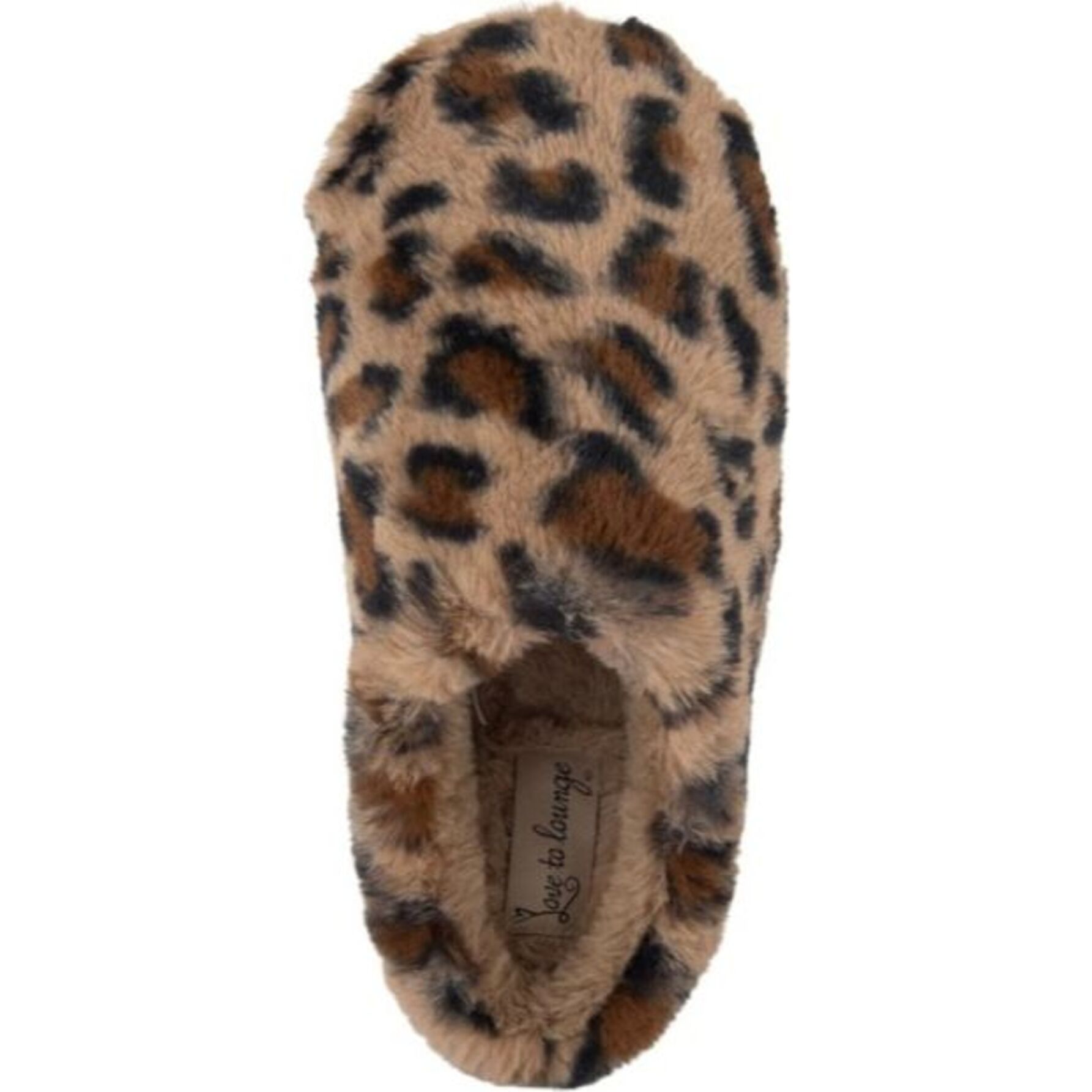 Pantufla para mujer, de descanso, de peluche, animal print, color camel, marca Love to Lounge 1165529