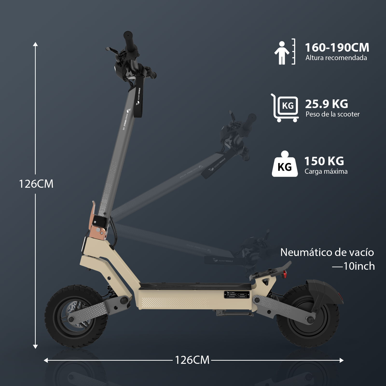 Scooter Eléctrico Plegable Honey Whale H2
