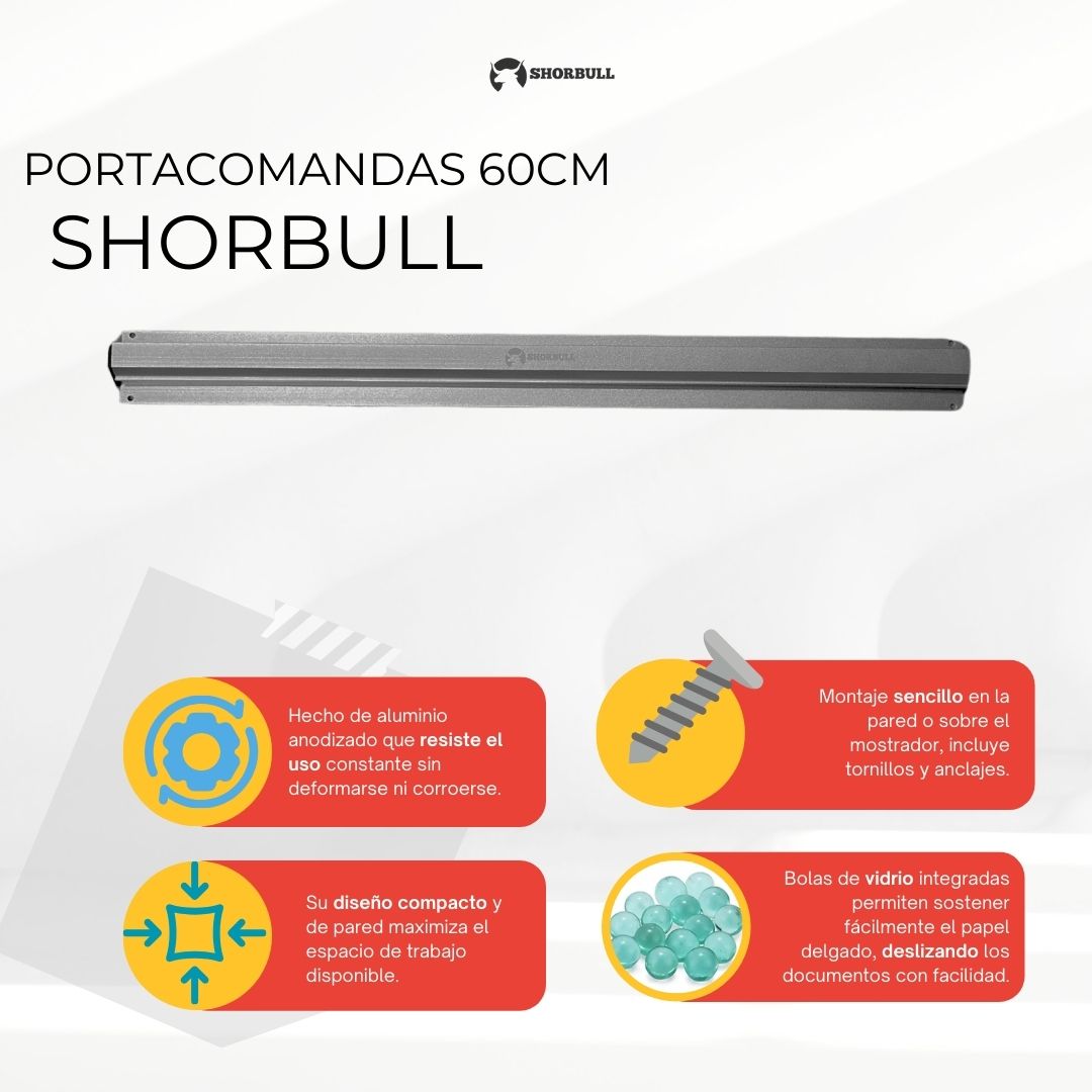 Barra Porta Comandas organizador de pedidos de 60 cm Shorbull 