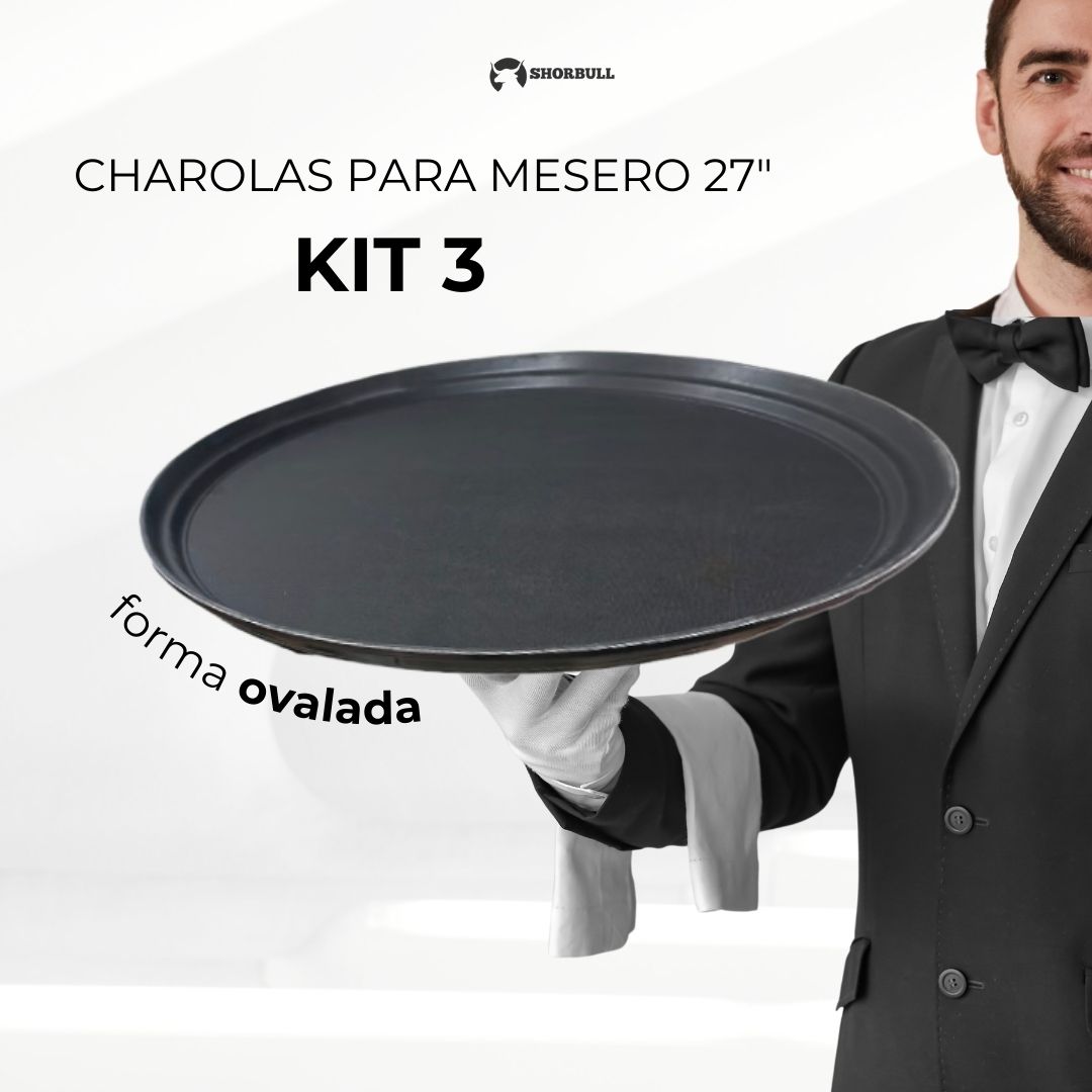 Charola imperial ovalada 27" mesero Shorbull KIT 3