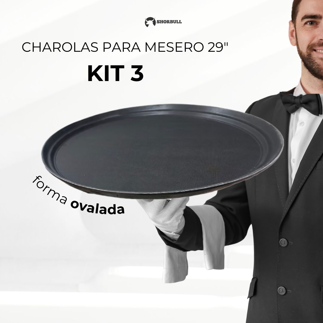 Charola imperial ovalada 29" mesero Shorbull KIT 3
