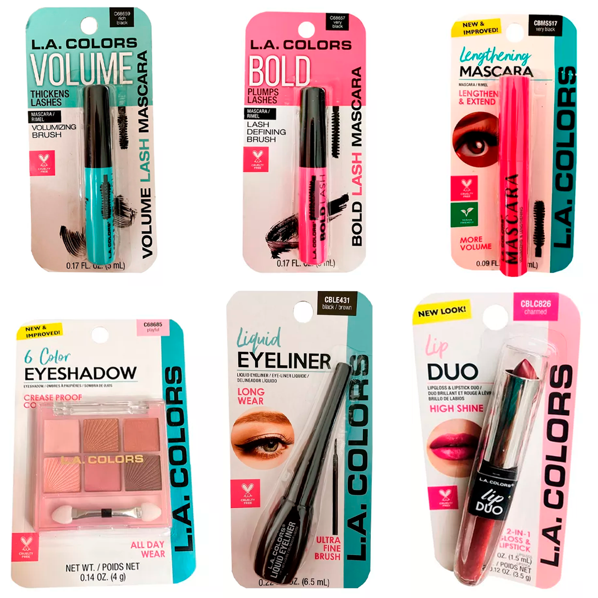 Kit De Maquillaje L.A Colors  Set De 6 Piezas Originales Sombra Para Ojos, Mascara De Pestaña, Delineador