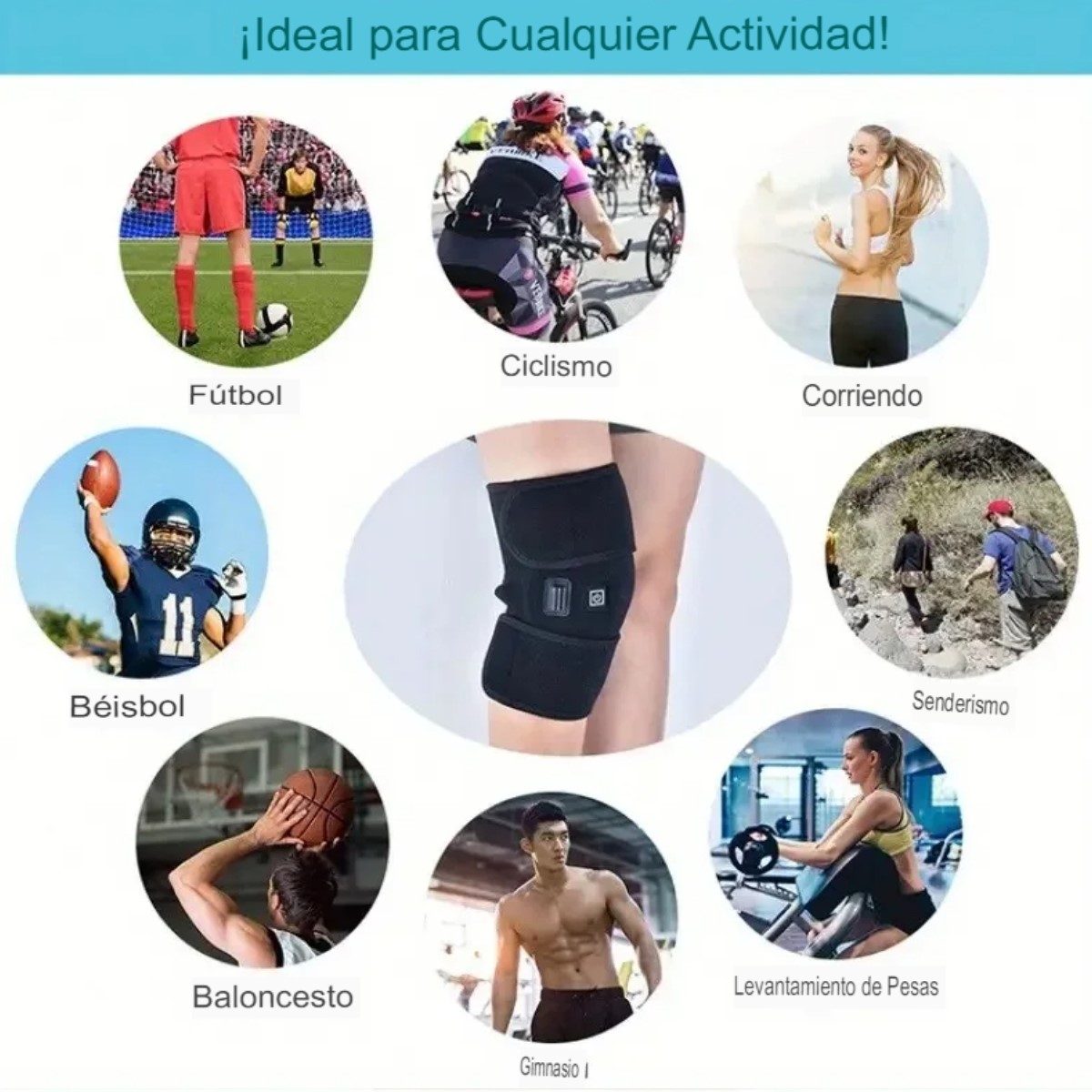 Rodillera eléctrica calentada USB artritis articulación pierna fría vieja calentador rodilla led