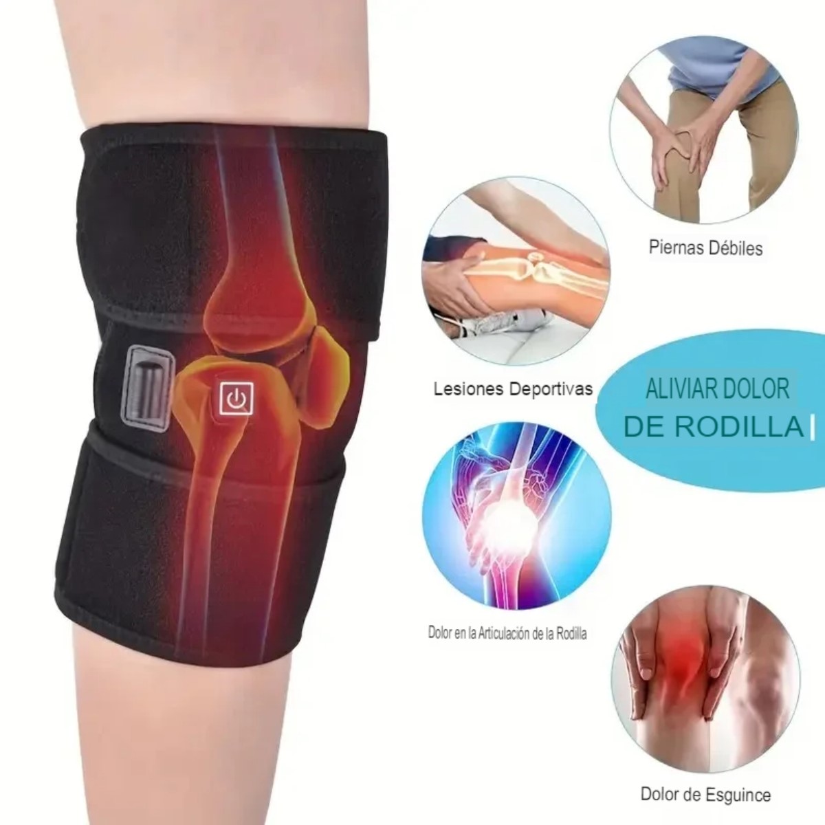 Rodillera eléctrica calentada USB artritis articulación pierna fría vieja calentador rodilla led
