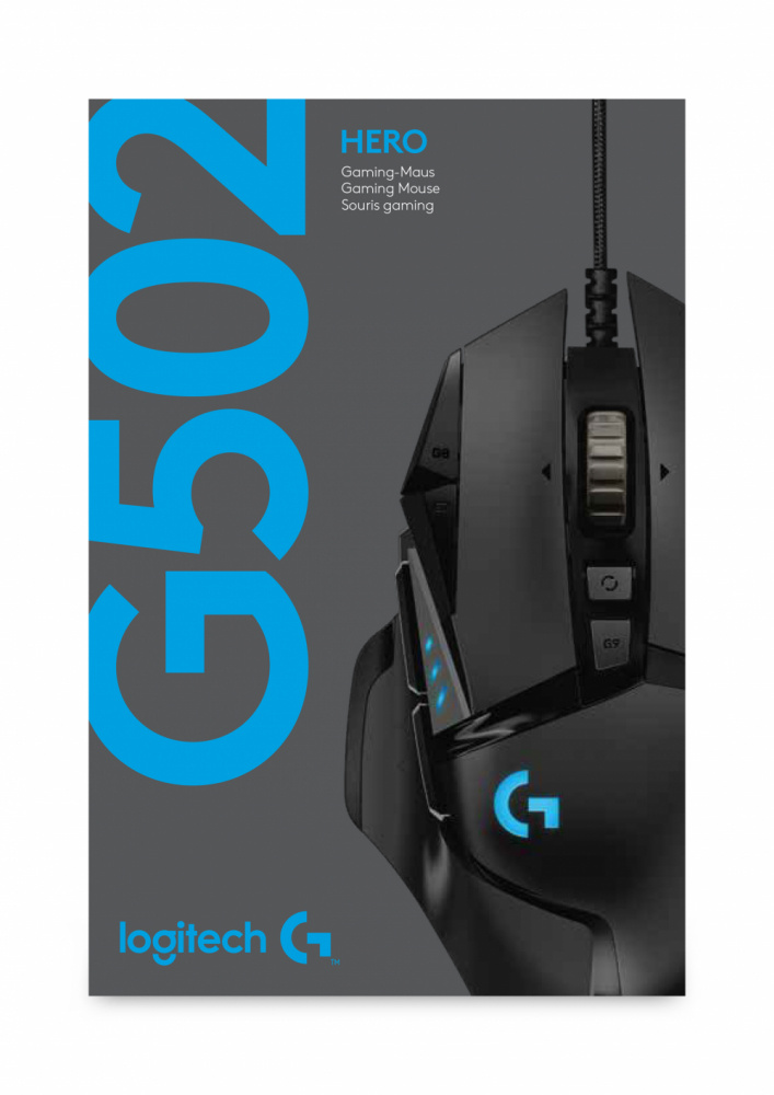 Mouse Gamer Ergonómico Logitech Óptico G502 Hero RGB, Alámbrico, USB, 16.000DPI, Negro