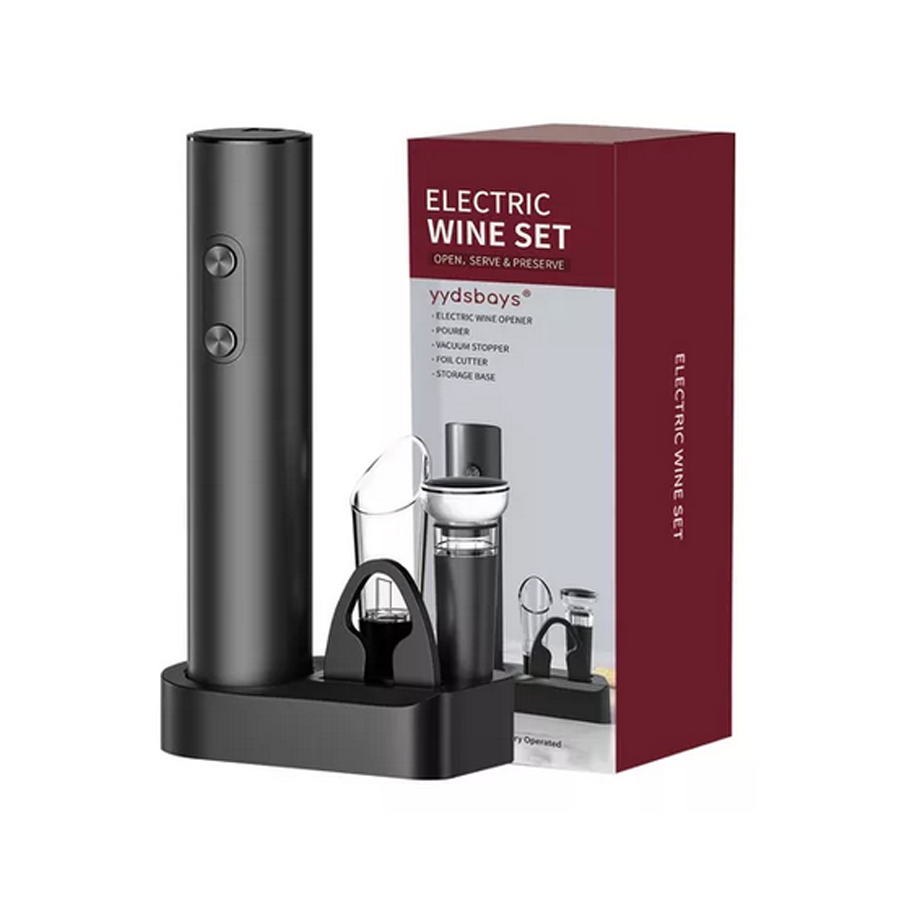 Sacacorchos De Vino Eléctrico 4 En 1 Con Base Kit Sacacorcho