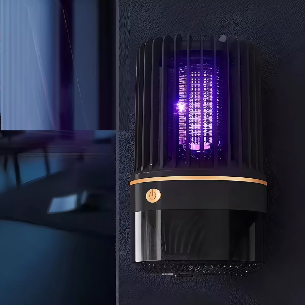 Lámpara Mata Mosquitos Insecto Uv Eléctrico Silenciar Color Negro