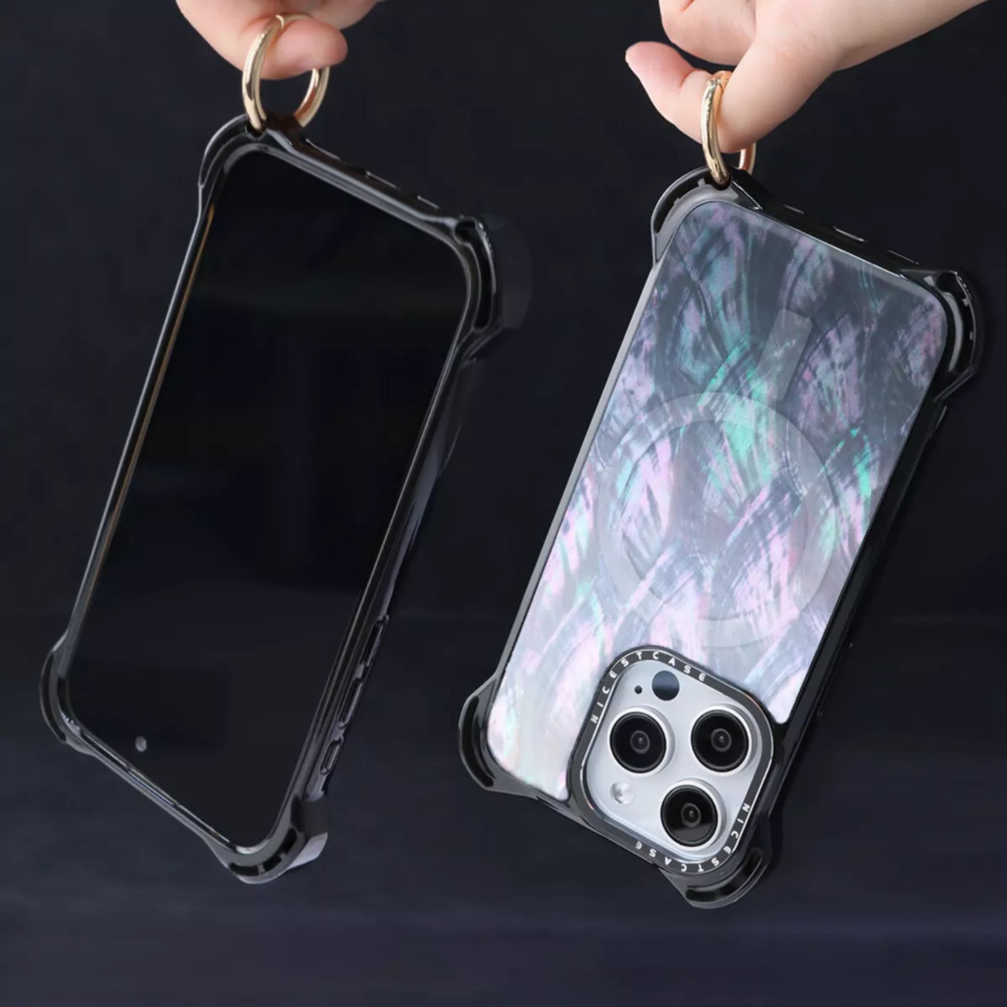 Funda Uso Rudo Ultra Bounce Concha Nacar Para Iphone 13 pro max  Concha Color Gris