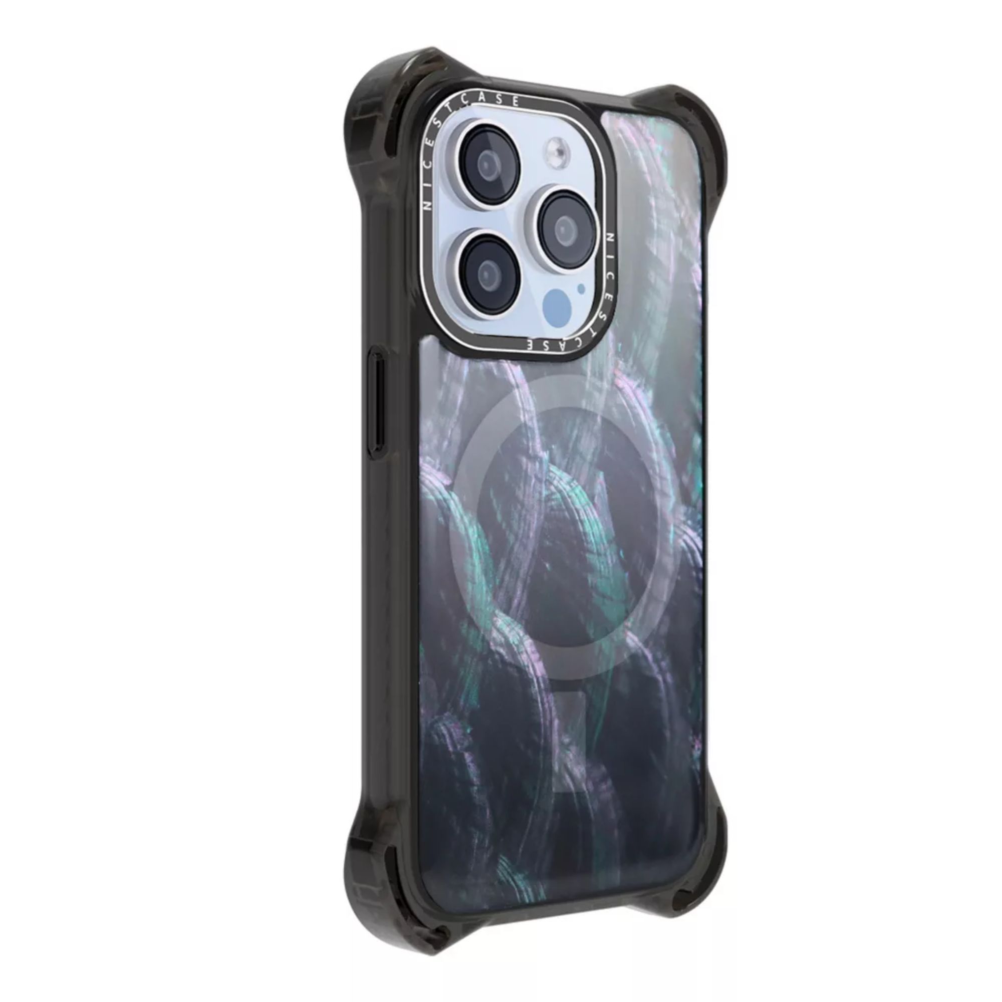 Funda Uso Rudo Ultra Bounce Concha Nacar Para Iphone 13 pro max  Concha Color Gris