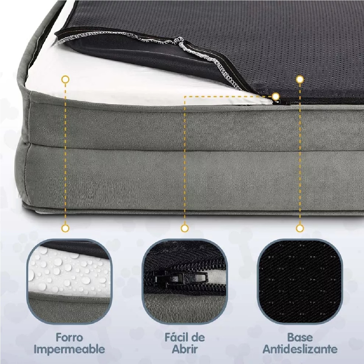 Cama Para Perro Mediana Color Gris Mascota Suave Resistente