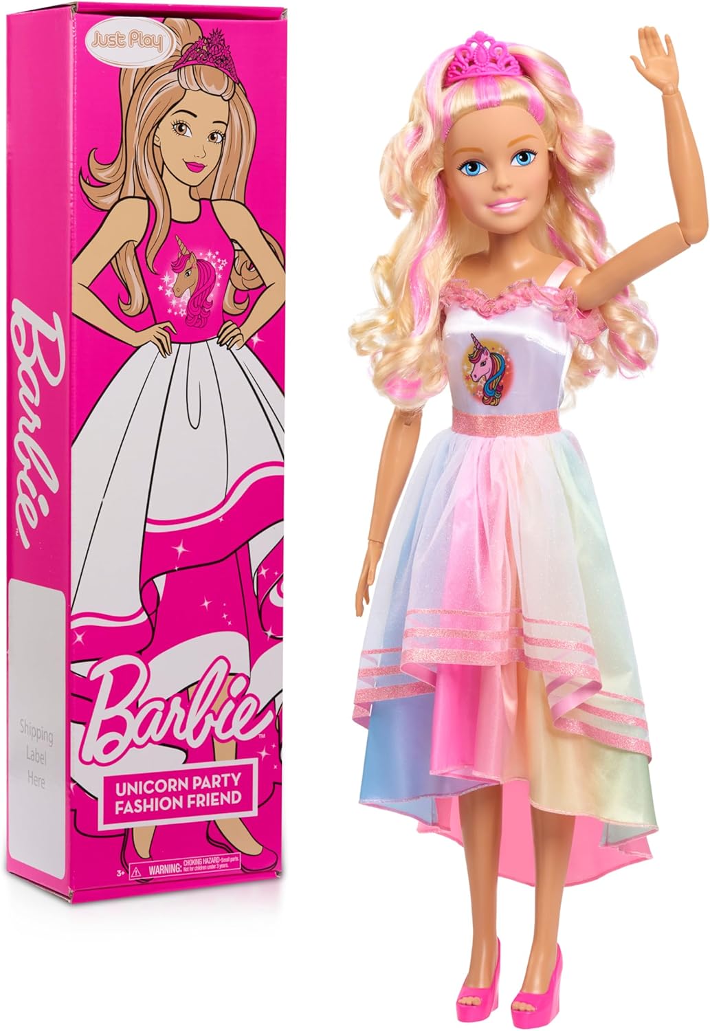 Barbie Gigante Fiesta Unicornio 72cm De Altura Pelo Rubio