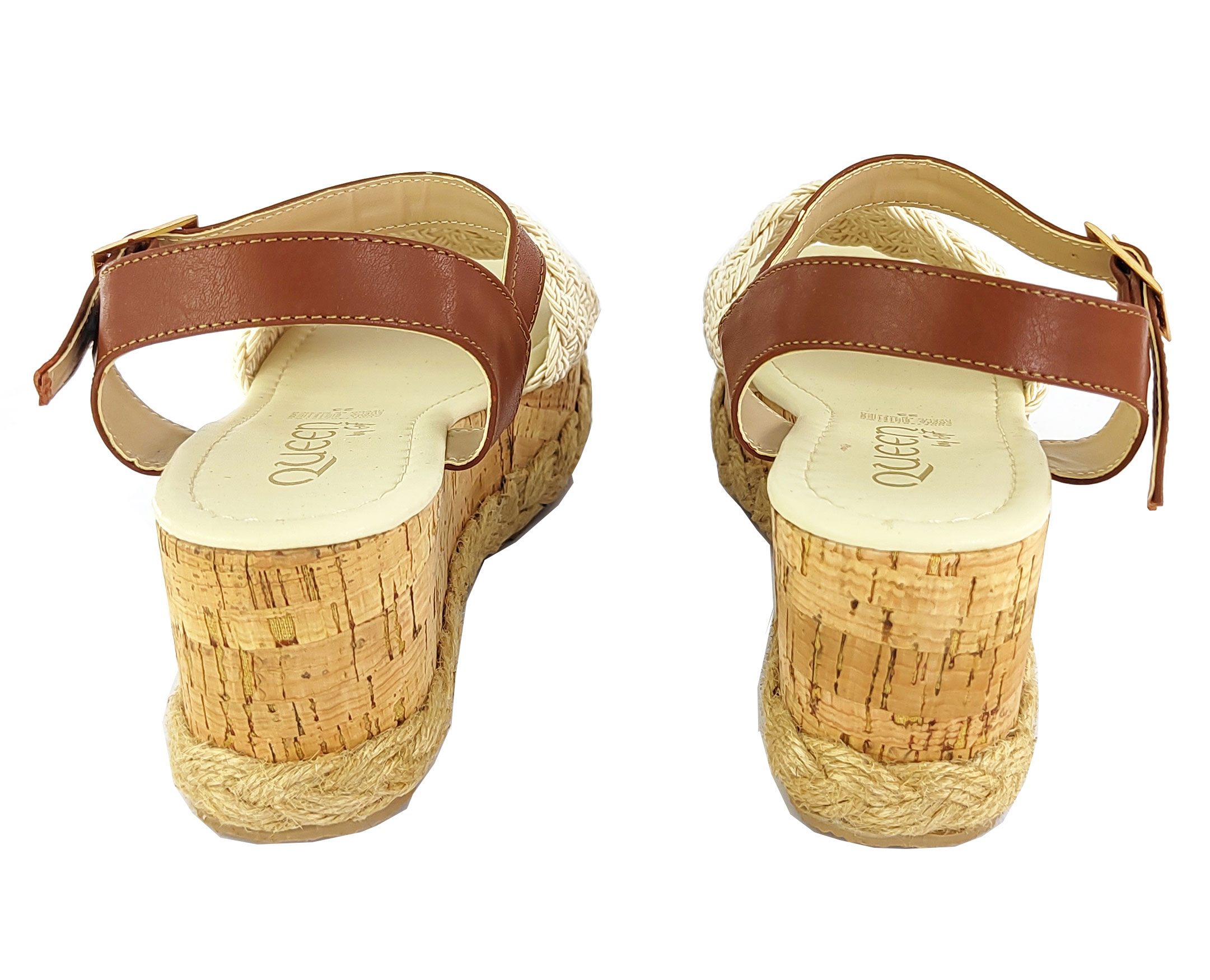Plataforma Bajita Para Mujer Yute Tira Tejida En Frente Tan/Beige