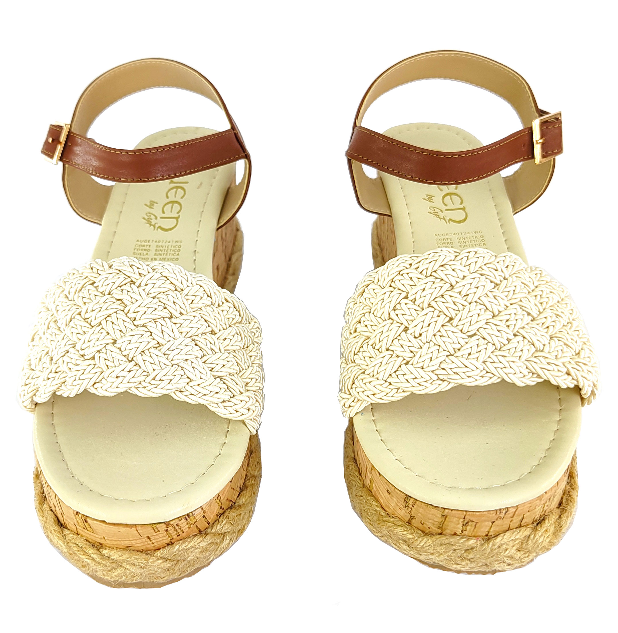 Plataforma Bajita Para Mujer Yute Tira Tejida En Frente Tan/Beige