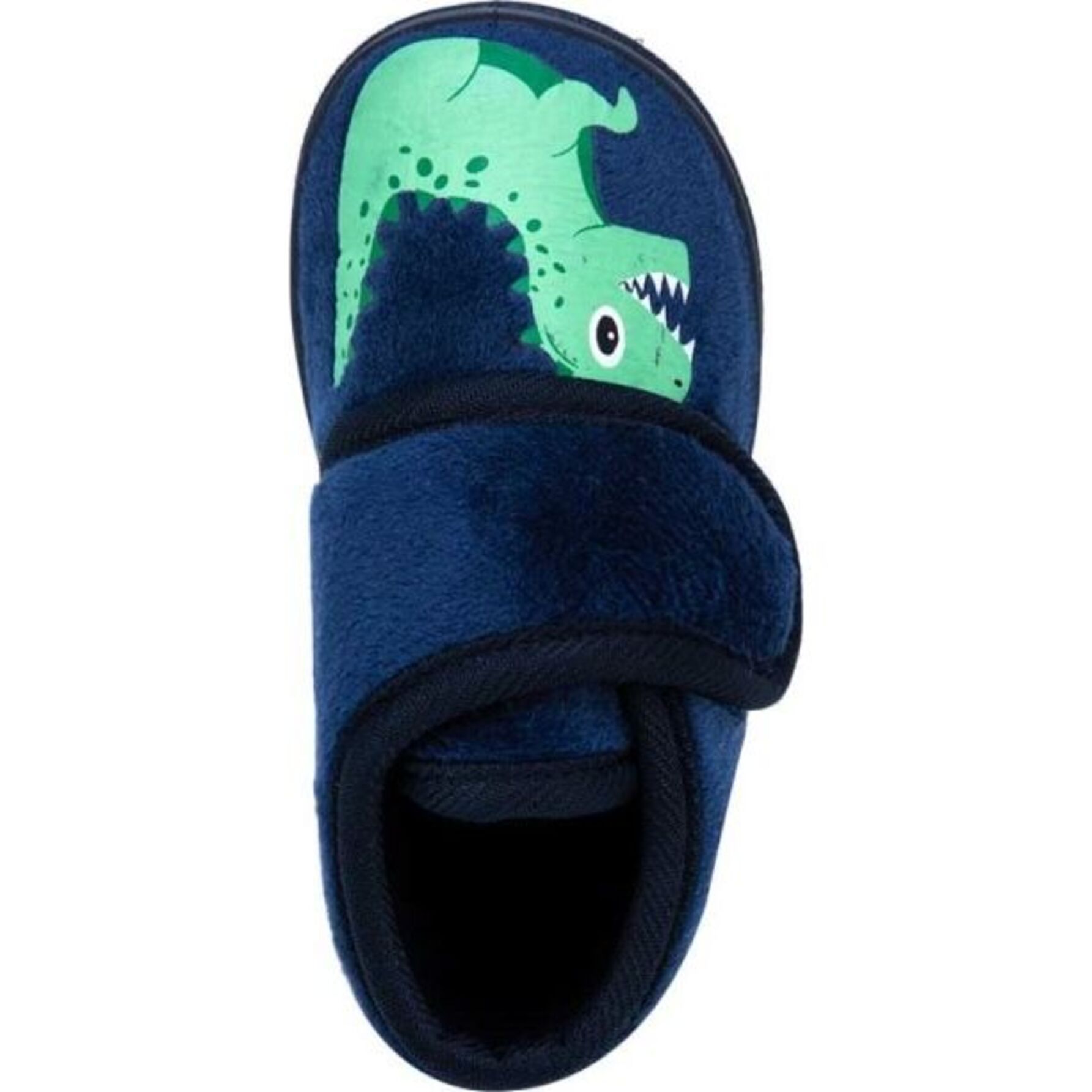 Pantufla para bebé, tipo botín, con peluche y bordado, con dinosaurio, color azul, ajuste con contactel, marca Schatz Kids 876556