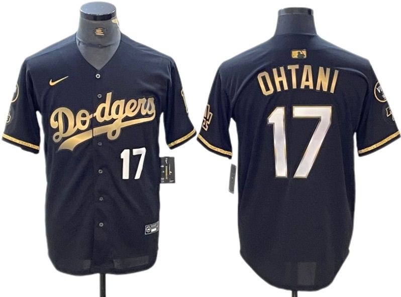 Maravilloso! Jersey Beisbol Dodgers Los Angeles BORDADO Aniversario Black Ohtani 17 Talla L
