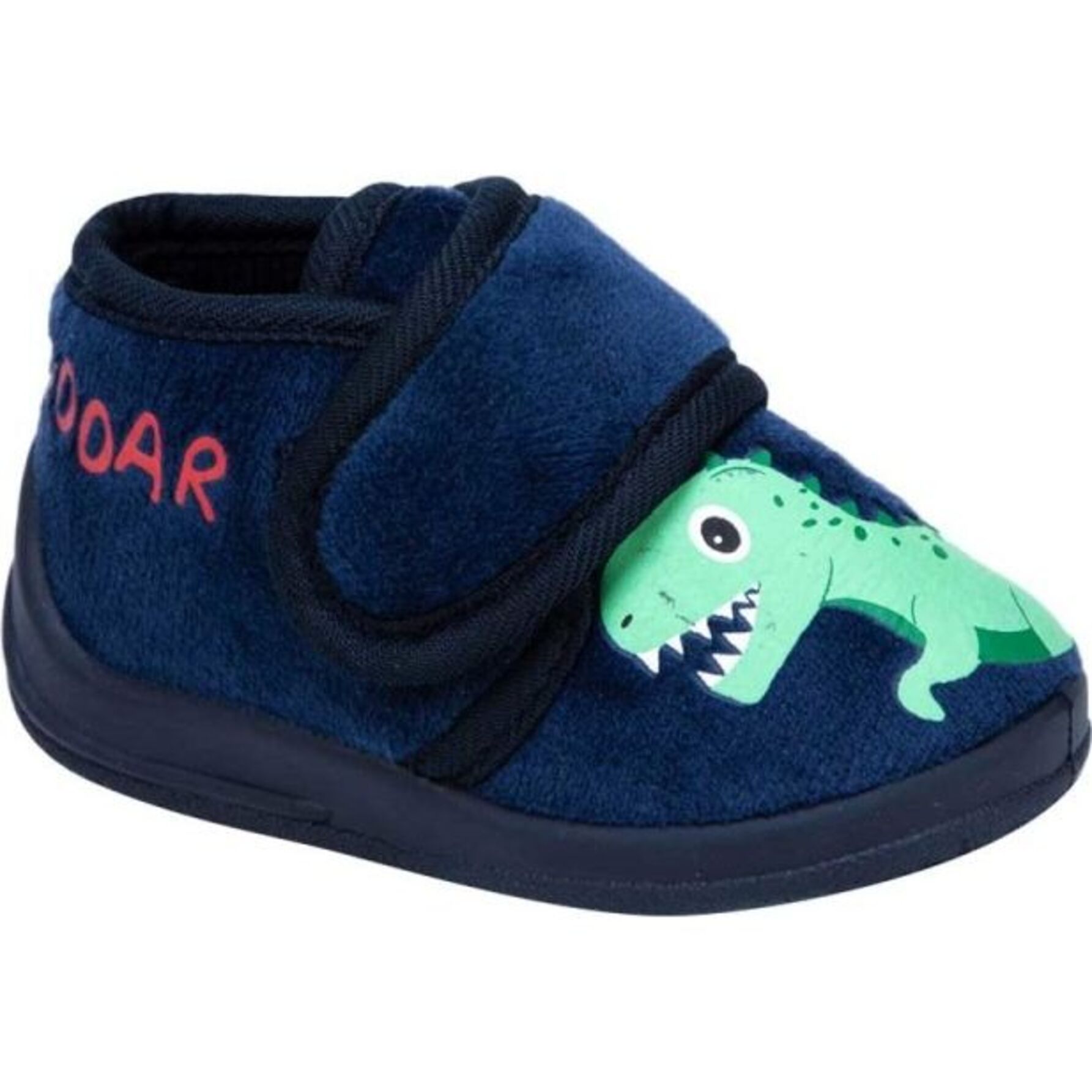 Pantufla para bebé, tipo botín, con peluche y bordado, con dinosaurio, color azul, ajuste con contactel, marca Schatz Kids 876556