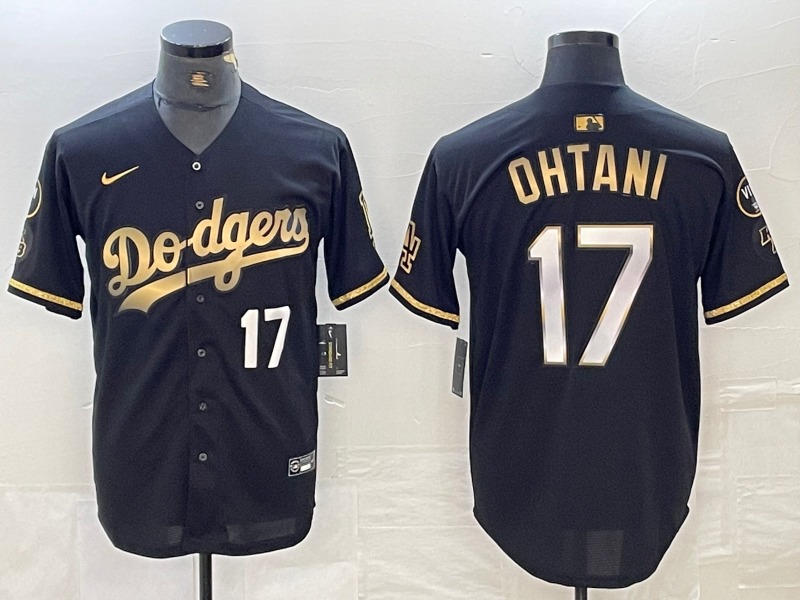 Maravilloso! Jersey Beisbol Dodgers Los Angeles BORDADO Aniversario Black Ohtani 17 Talla L