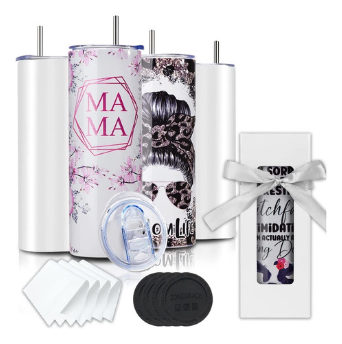 Vaso Termo Sublimación Sublimar Acero 20oz 4 pzs blanco