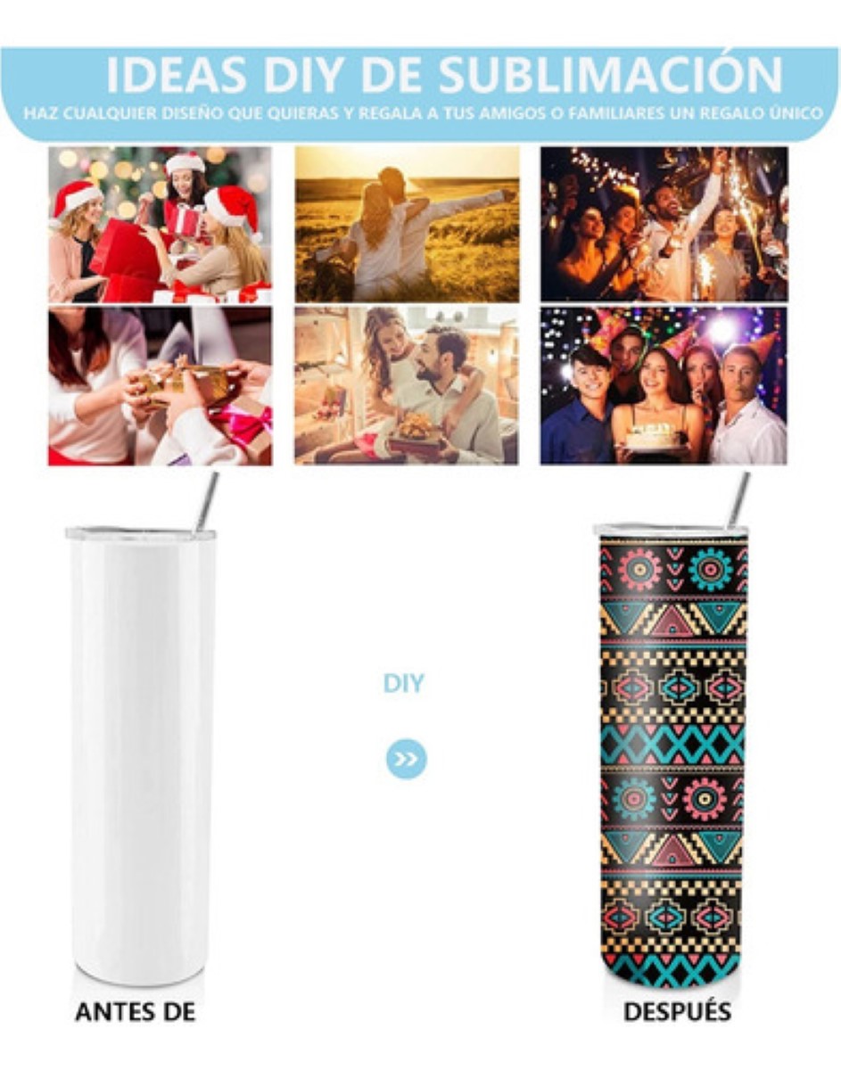 Vaso Termo Sublimación Sublimar Acero 20oz 4 pzs blanco