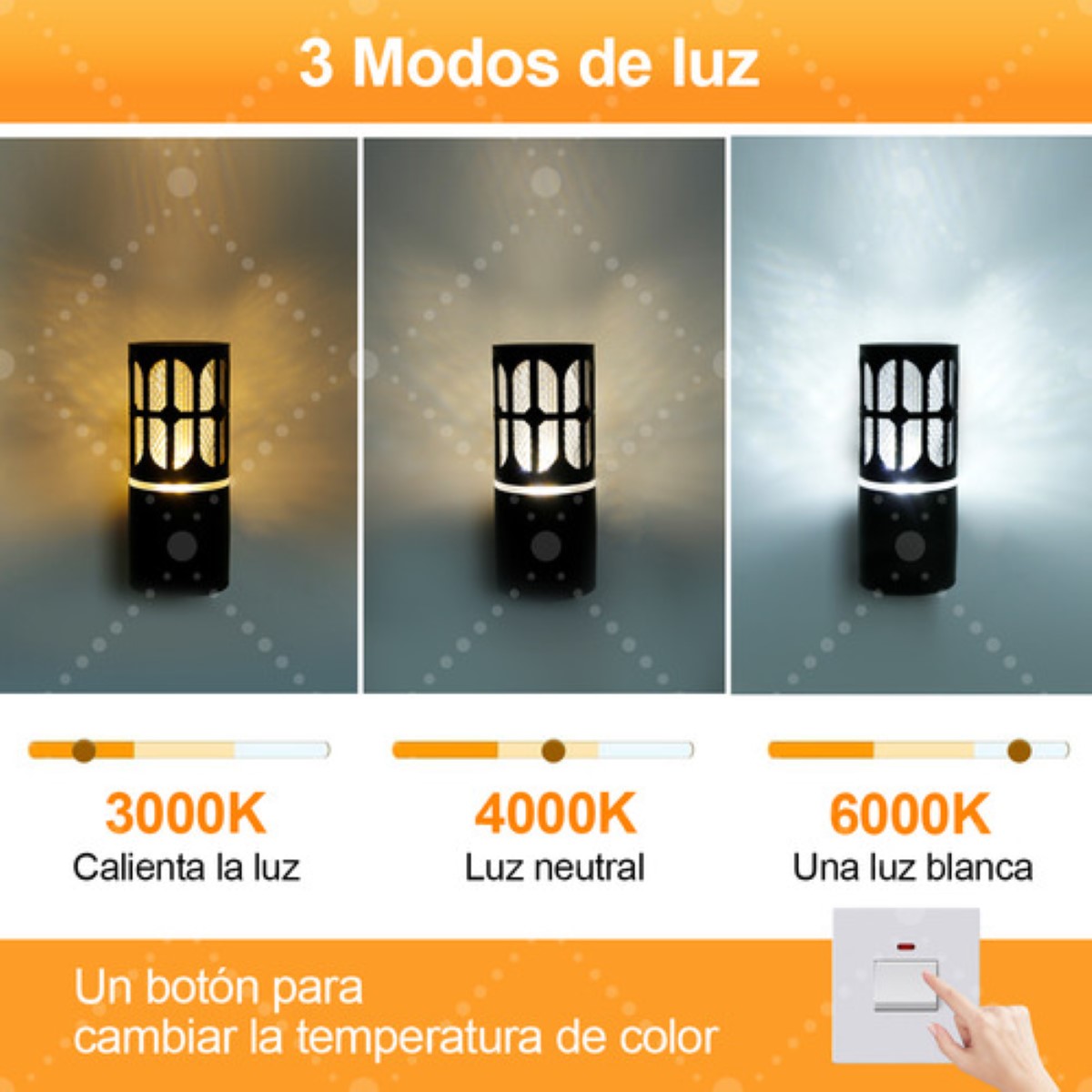 Lampara De Pared Interior Y Exterior Focos Led Moderna Luz negro