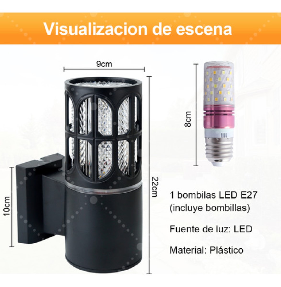 Lampara De Pared Interior Y Exterior Focos Led Moderna Luz negro
